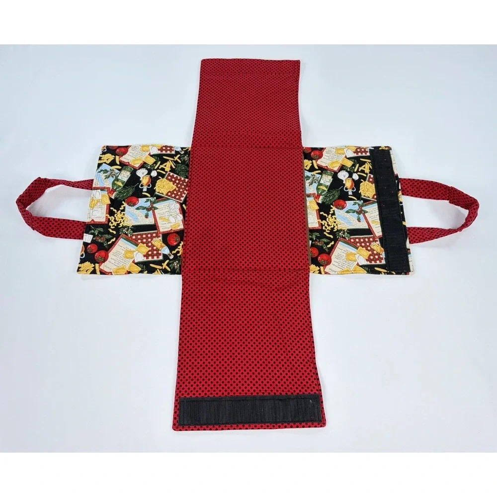 Handmade Insulated Casserole Carrier Tote Italian Pasta Print Red Polka Dot